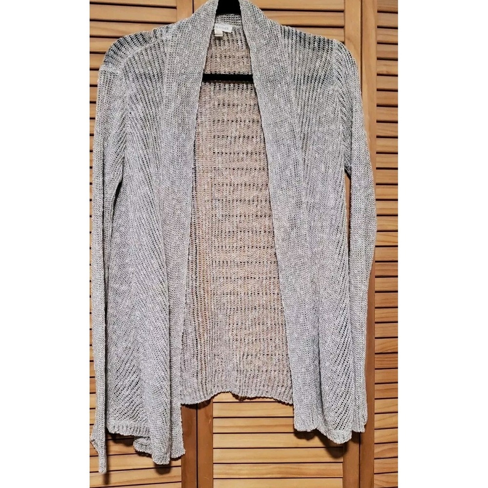 Eileen Fischer Open Cardigan Tan Linen Cotton Blend